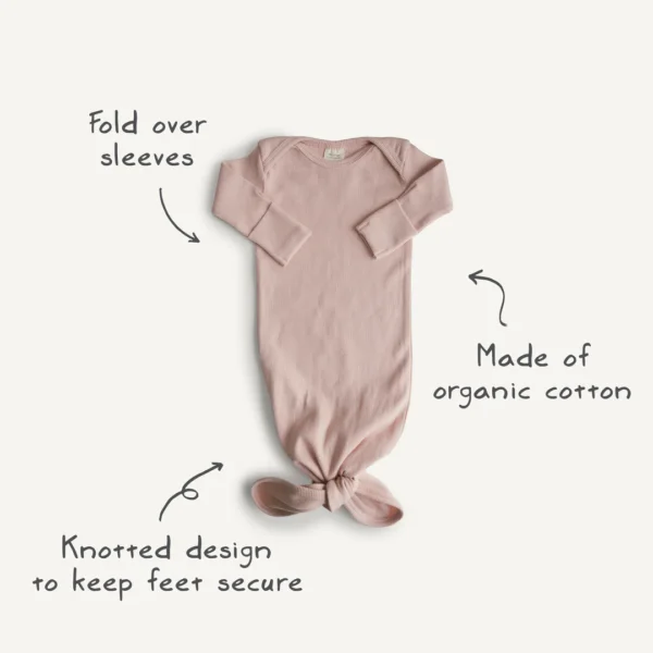 ⁦Ribbed Knotted Baby Gown - Blush⁩ - الصورة ⁦3⁩