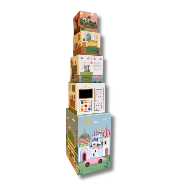 Stacking Houses (Set of 5 Houses and 3 Hardwood Characters) - Image 4