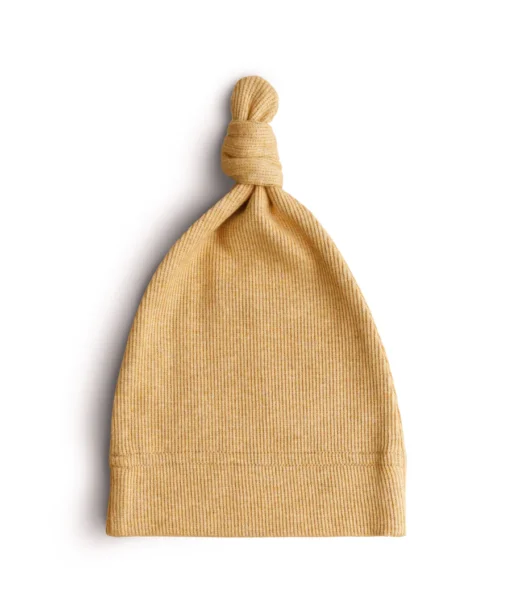 Ribbed Baby Beanie - Mustard Melange