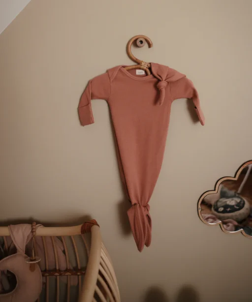 Alternative view of Ribbed Knotted Baby Gown - Cedar