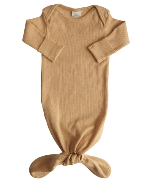 Ribbed Knotted Baby Gown - Gray Melange