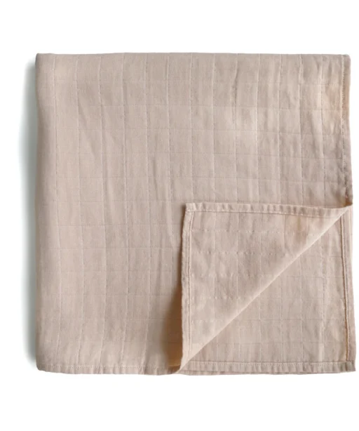 Organic Cotton Muslin Swaddle Blanket - Blush