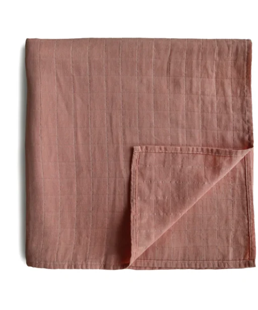 Organic Cotton Muslin Swaddle Blanket - Cedar