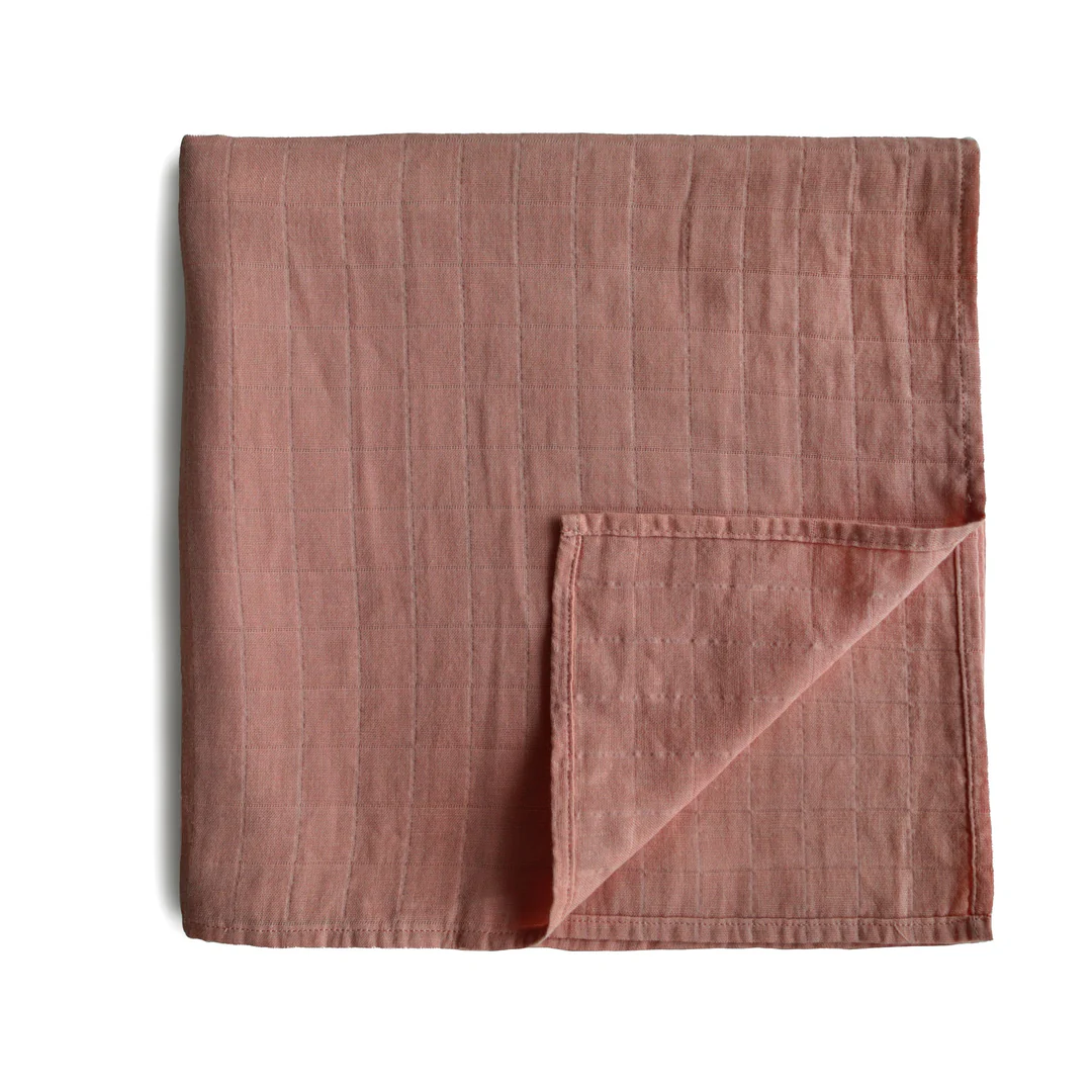 Organic Cotton Muslin Swaddle Blanket - Cedar