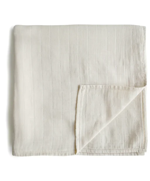 Organic Cotton Muslin Swaddle Blanket - Fog