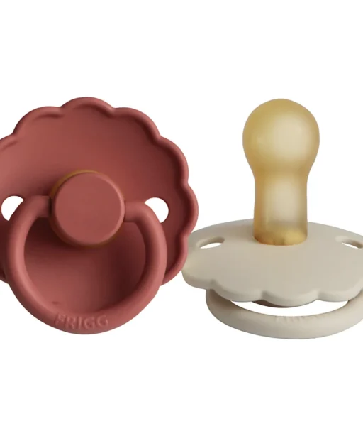 FRIGG Daisy Latex Baby Pacifier 2-Pack 0-6M Baked Clay/Cream