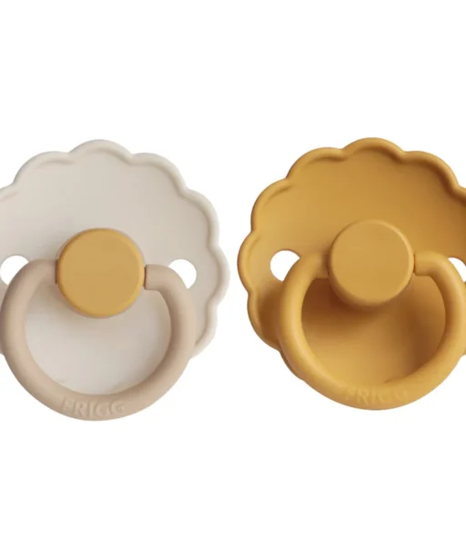 FRIGG Daisy Latex Pacifier - 2 Pack 0-6M Chamomile - Honey Gold