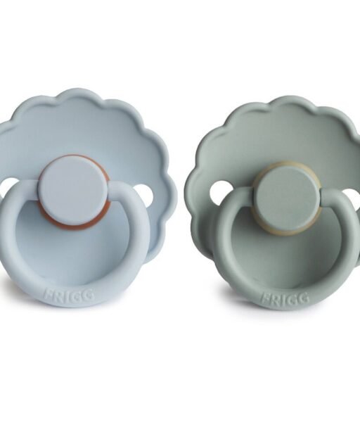 FRIGG Daisy Latex Baby Pacifier 0-6M 2-Pack Powder Blue/ Lily Pad