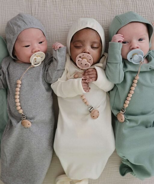 Alternative view of Ribbed Knotted Baby Gown - Gray Melang